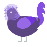 A overcast and blurple chicken with a neck-band pattern