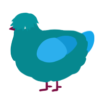 A teal and sky chicken