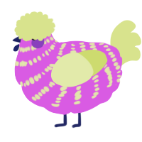 A orchid and lemon chicken with a bar pattern