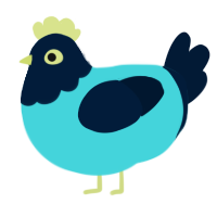 A aqua and tumblr chicken with a head pattern