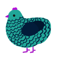 A turquoise and tumblr chicken with a lace pattern