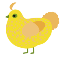 A yellow and honey chicken with a speckle pattern