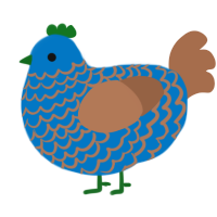 A sapphire and brown chicken with a lace pattern