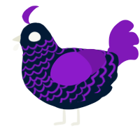 A tumblr and violet chicken with a lace pattern