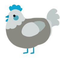 A ash and silver chicken with a head pattern