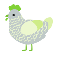 A silver and apple chicken with a lace pattern