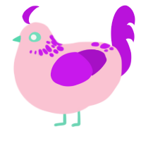 A rose and amethyst chicken with a neck-speckle pattern