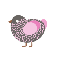 A grey and pink chicken with a lace pattern