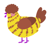 A yellow and russet chicken with a lace pattern
