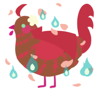 A russet and crimson chicken with a bar pattern