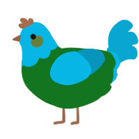 A leaf and cerulean chicken with a head pattern