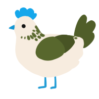 A cream and olive chicken with a neck-speckle pattern