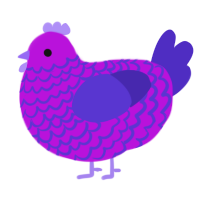 A amethyst and indigo chicken with a lace pattern