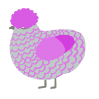 A silver and orchid chicken with a lace pattern