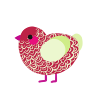 A crimson and apple chicken with a double-lace pattern