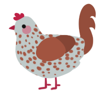 A silver and russet chicken with a speckle pattern
