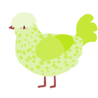 A apple and lime chicken with a speckle pattern