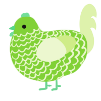 A grass and apple chicken with a lace pattern
