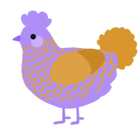 A lilac and orange chicken with a lace pattern