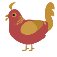 A red and gold chicken with a neck-band pattern