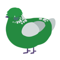 Petrichor, a viridian and silver chicken with a neck-speckle pattern