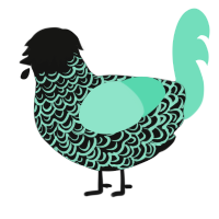 A black and mint chicken with a double-lace pattern