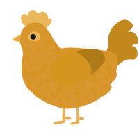 A orange and ochre chicken with a speckle pattern