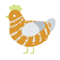 A orange and mist chicken with a bar pattern
