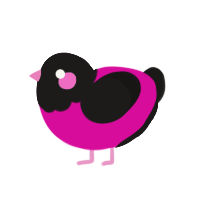 A fuchsia and sable chicken with a head pattern