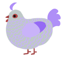 A silver and lilac chicken with a lace pattern