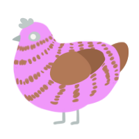 A lavender and brown chicken with a bar pattern