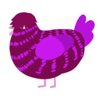 A wine and amethyst chicken with a bar pattern