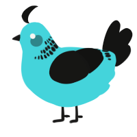 A aqua and black chicken with a neck-band pattern