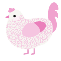 A white and pink chicken with a double-lace pattern
