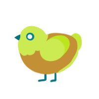 A gold and lime chicken with a head pattern