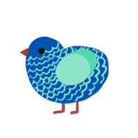 A ultramarine and mint chicken with a lace pattern