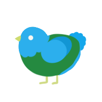 A viridian and sky chicken with a head pattern