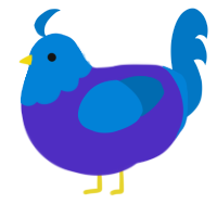 A indigo and sapphire chicken with a head pattern