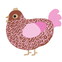 A russet and pink chicken with a double-lace pattern