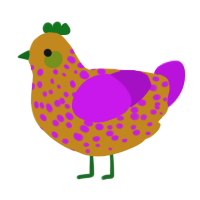 A ochre and amethyst chicken with a speckle pattern