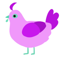 pink, a lavender and amethyst chicken