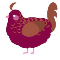 A maroon and russet chicken with a half-lace pattern