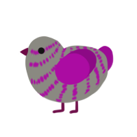 A ash and plum chicken with a bar pattern