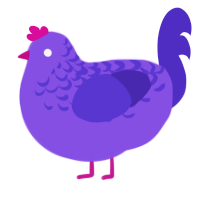 A blurple and indigo chicken with a half-lace pattern
