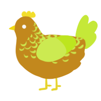 A ochre and lime chicken with a half-lace pattern