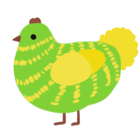 A grass and yellow chicken with a bar pattern