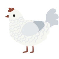 A white and mist chicken with a lace pattern