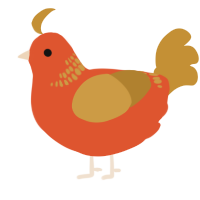 A vermilion and gold chicken with a neck-band pattern