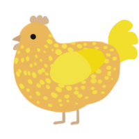 A honey and yellow chicken with a speckle pattern