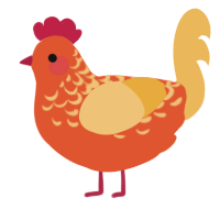 A vermilion and honey chicken with a half-lace pattern